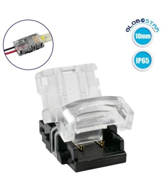 GLOBOSTAR® STRIPART 70720 Ενωτικός Ταχυσύνδεσμος για Μονόχρωμη Ταινία LED 2Pin 10mm σε Καλώδιο Τροφοδοσίας 2Pin Αδιάβροχο IP65 - Μ1.5 x Π2.4 x Υ0.8cm